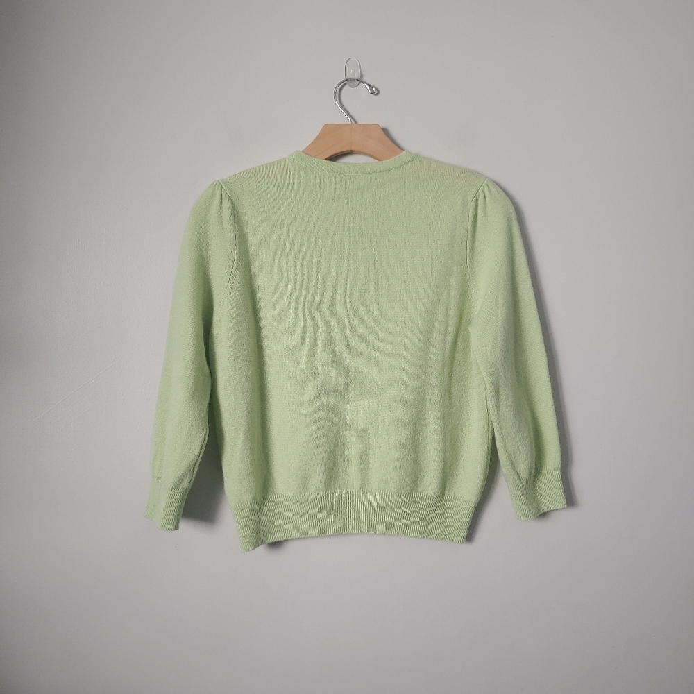 Marks & Spencer Crewneck Cashmere Cardigan Size Medium Green - Picture 4 of 16